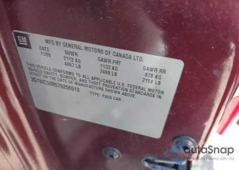 2007 Chevrolet Impala Lt z USA, uszkodzony, nr VIN 2G1WC58R579256919